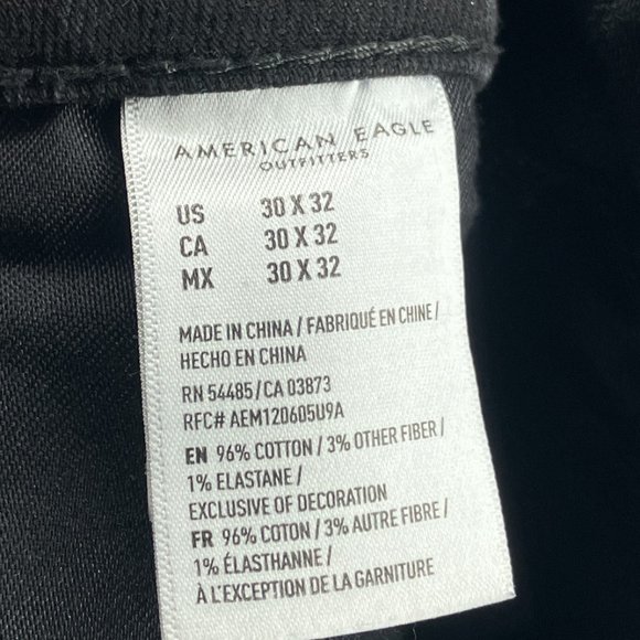 American Eagle Men's 30 X 32 Black Gray Denim Slim Leg Airflex + Stretch Jeans - Picture 6 of 6